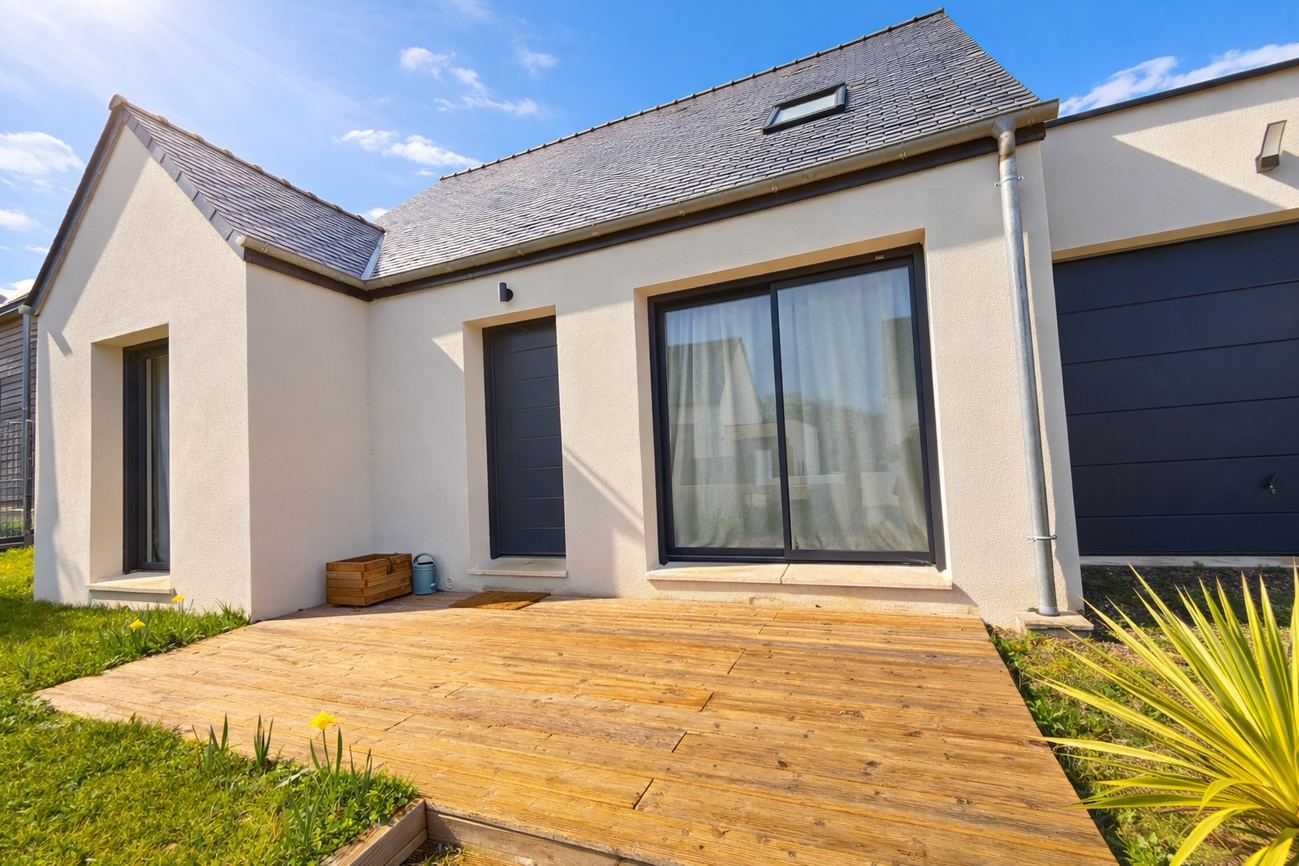 Quimper Sud. Maison Récente aux Normes RT2020 (100 m2) 4 Chambres, Garage & Jardin.