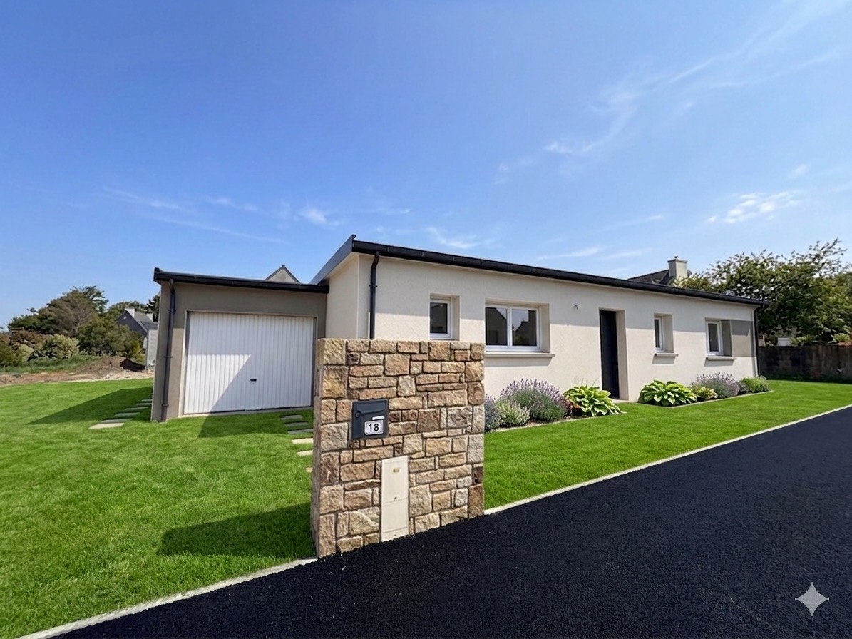 Saint-Evarzec, Maison Neuve De Plain-Pied Avec Garage & Jardin A Proximité  des Commerces & des Ecoles
