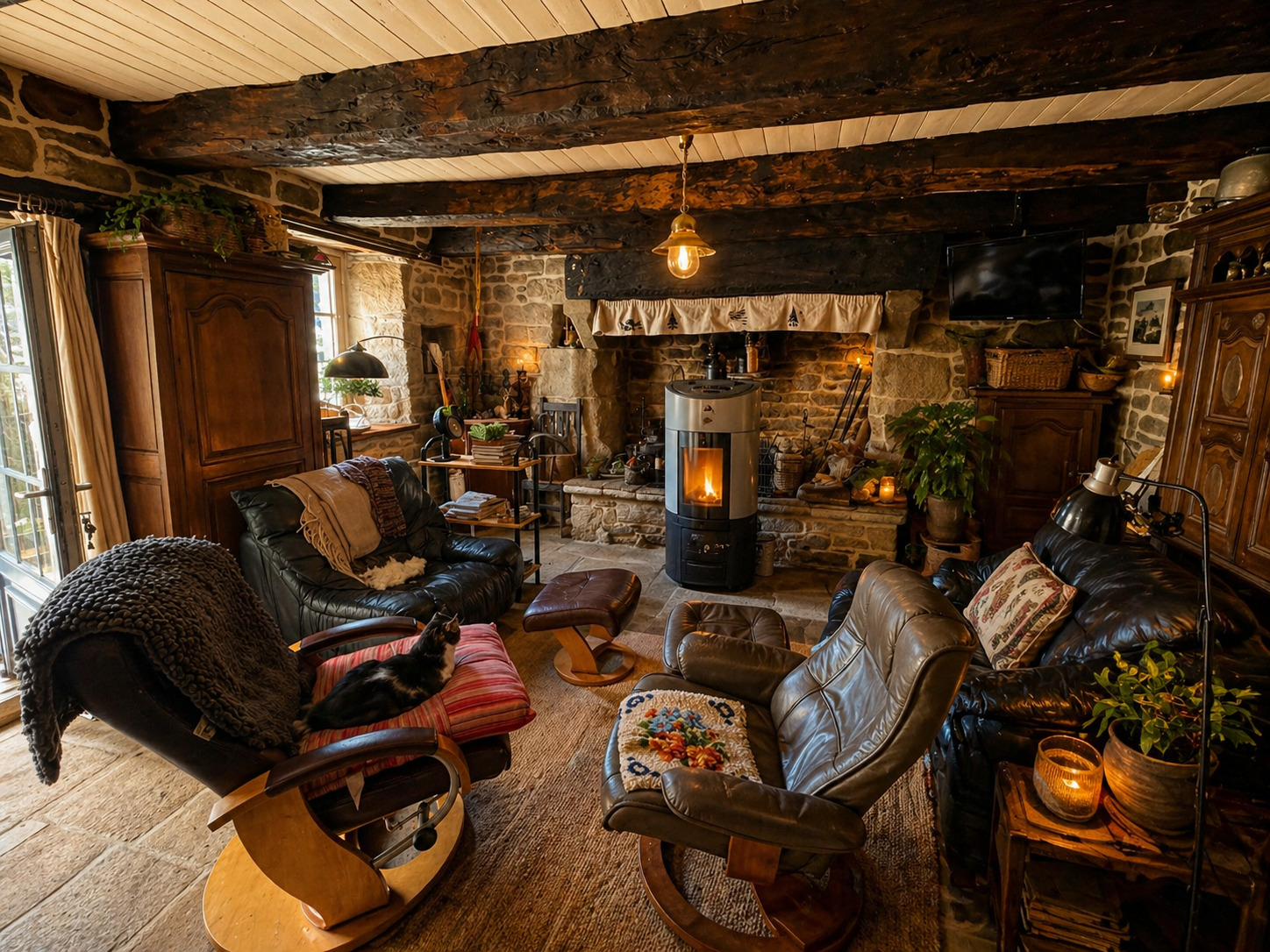 Quimper 20 mn , Cadre Bucolique pour L’Authentique Propriété en Pierre de Taille (175m²) & Son Jardin Arboré ( 1270 m²)